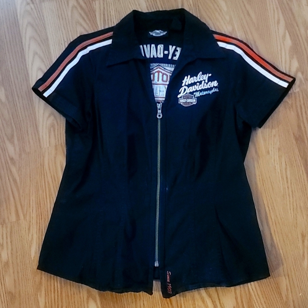 Harley-Davidson zip front blouse